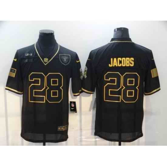 Nike Las Vegas Raiders 28 Josh Jacobs Black Gold 2020 Salute To Service Limited Jersey
